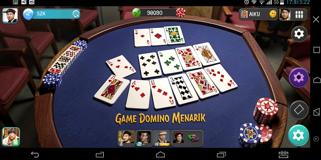 Tangkapan layar permainan 5ZK yang menunjukkan momen seru bermain domino.