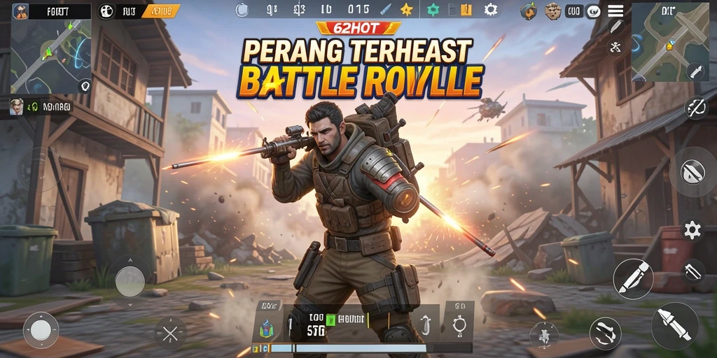 Gameplay seru 62HOT dalam mode Battle Royale.