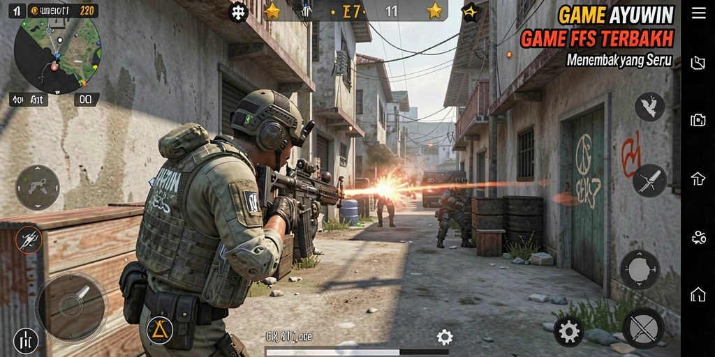 Tampilan gameplay <strong>AYUWIN</strong> yang mendebarkan dan penuh aksi.