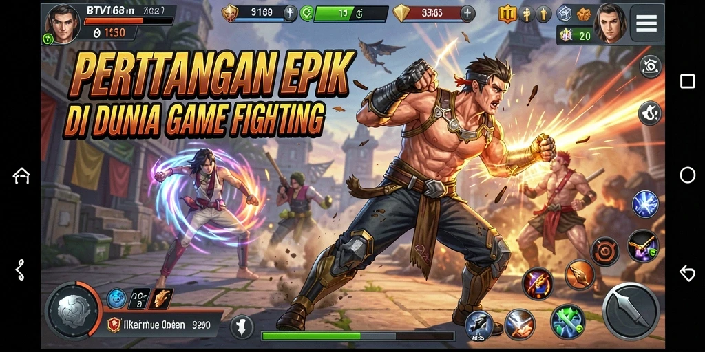 Tampilan gameplay BTV168 yang penuh aksi dan karakter bertarung.