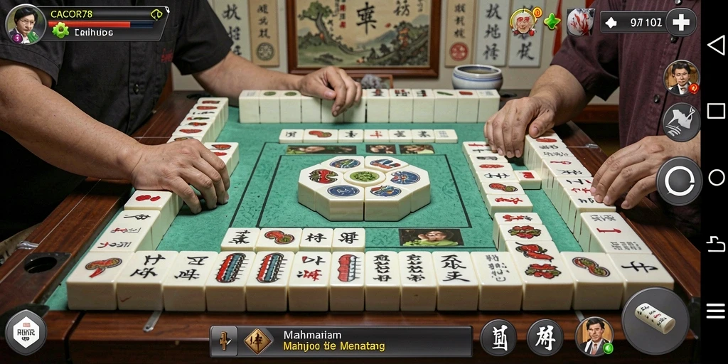 Tangkapan layar permainan <strong>CACOR78</strong> yang menunjukkan gameplay Mahjong yang seru.