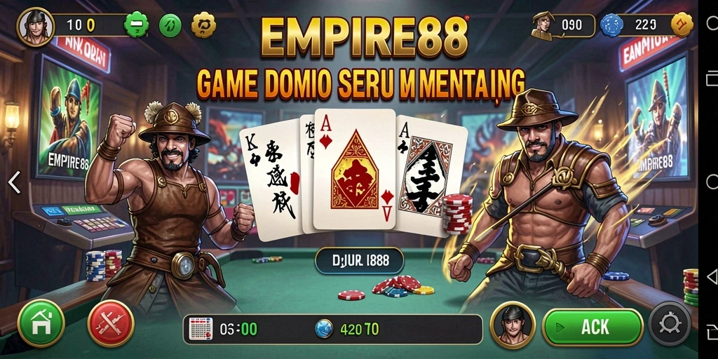 Screeshot gameplay <strong>EMPIRE88</strong> menampilkan momen seru pertandingan domino.