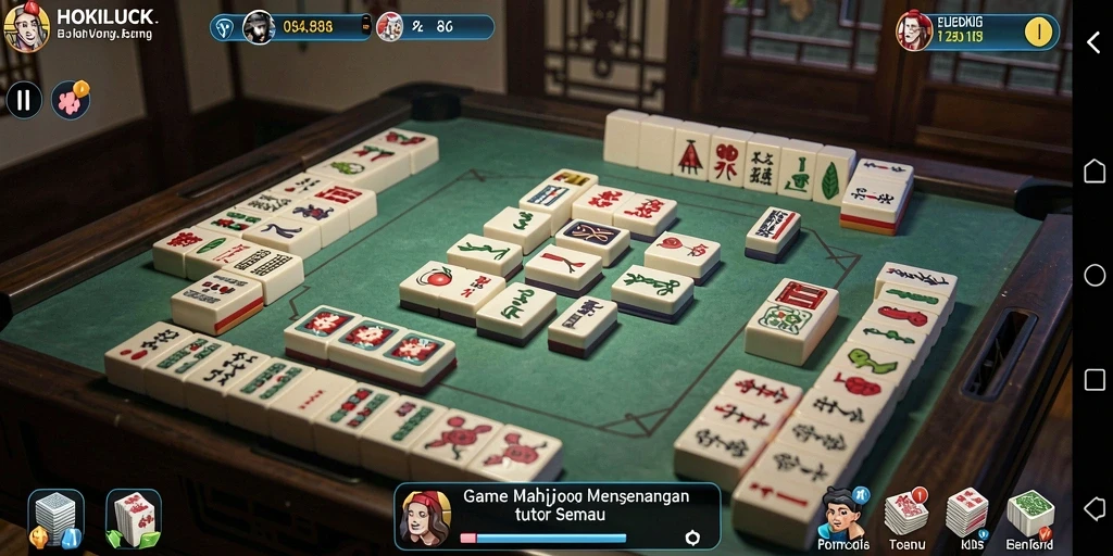 Screenshot HOKILUCK menampilkan gameplay Mahjong yang menegangkan dan menyenangkan.