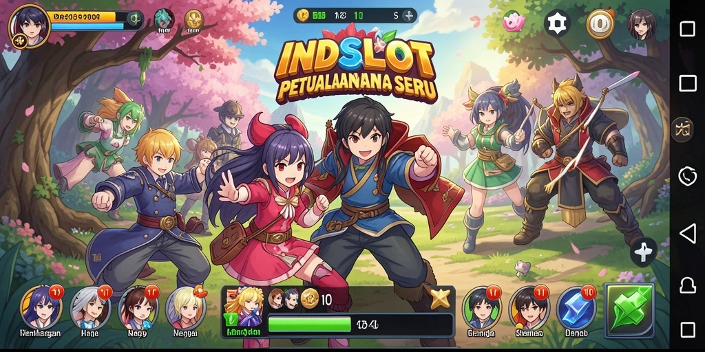 Tampilan gameplay menarik dari <strong>INDSLOT</strong> dengan karakter anime yang ceria.