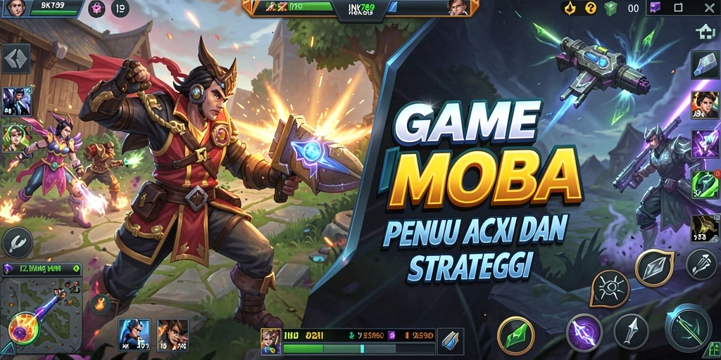 Tampilan gameplay epik dalam INK789, aksi seru di arena MOBA.
