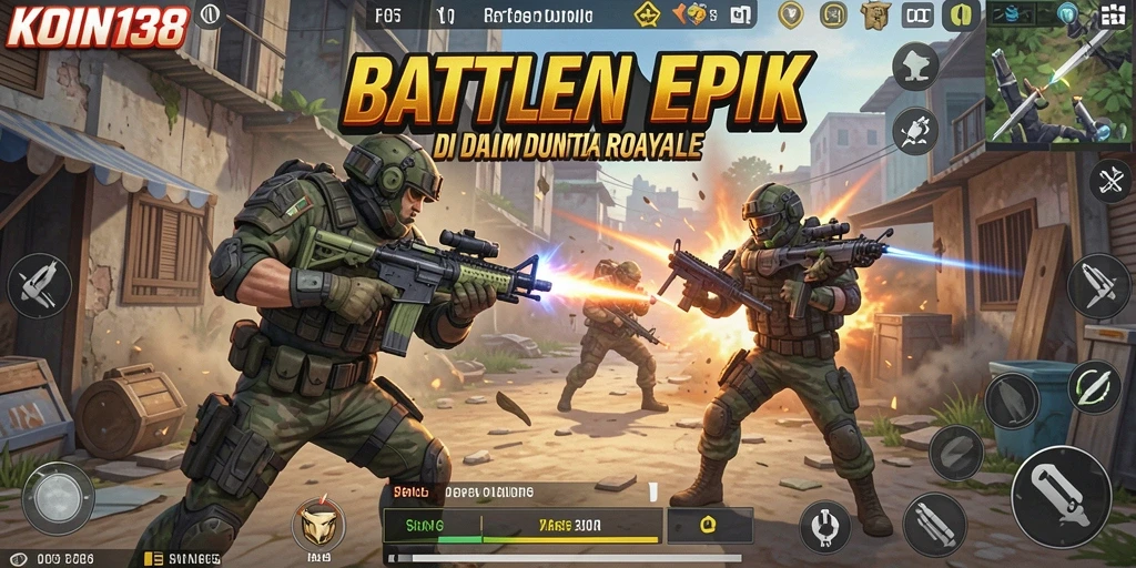 Tampilan gameplay KOIN138 yang mendebarkan di arena Battle Royale.