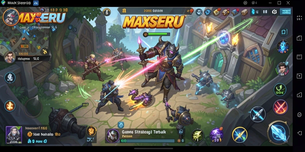 Tampilan gameplay dinamis dalam MAXSERU yang penuh strategi.