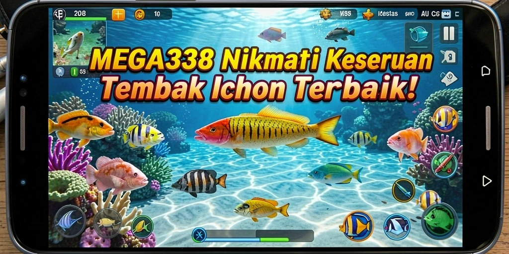 Screenshot gameplay MEGA338 menampilkan momen menangkap ikan besar.