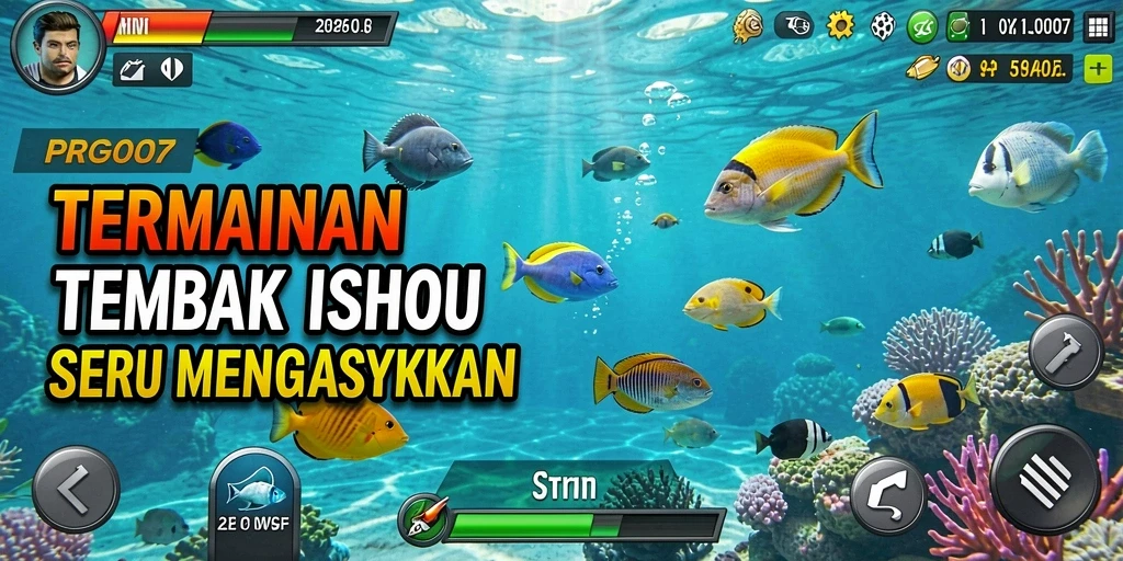 Tampilan gameplay PRG007 dengan aksi menembak ikan yang seru.