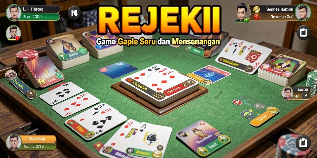 Tampilan gameplay Gaple yang menarik dan seru di REJEKI.
