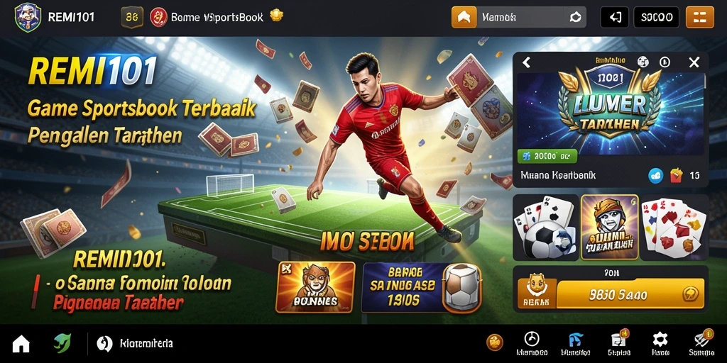 Screenshot REMI101 menampilkan tampilan gameplay Sportsbook yang menarik.