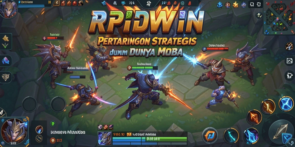 Screenshot RPIDWIN menampilkan aksi seru pertarungan tim dalam game MOBA.