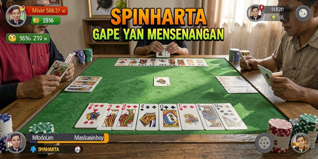 Screenshot gameplay SPINHARTA yang menampilkan serunya bermain Gaple.