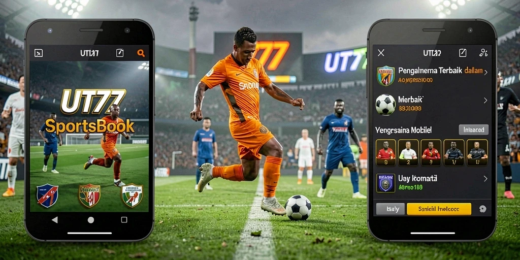 Tampilan antarmuka aplikasi UT77 saat bermain Sportsbook.