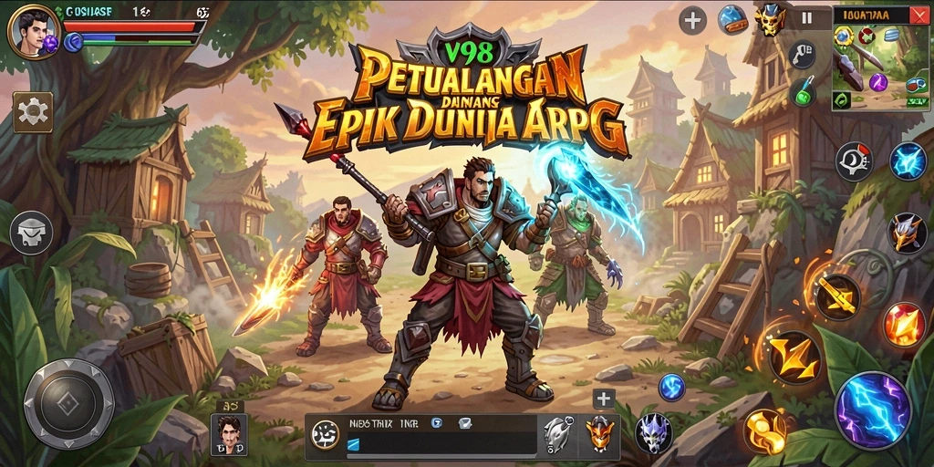 Tampilan gameplay V98 yang seru dengan pertempuran intens.